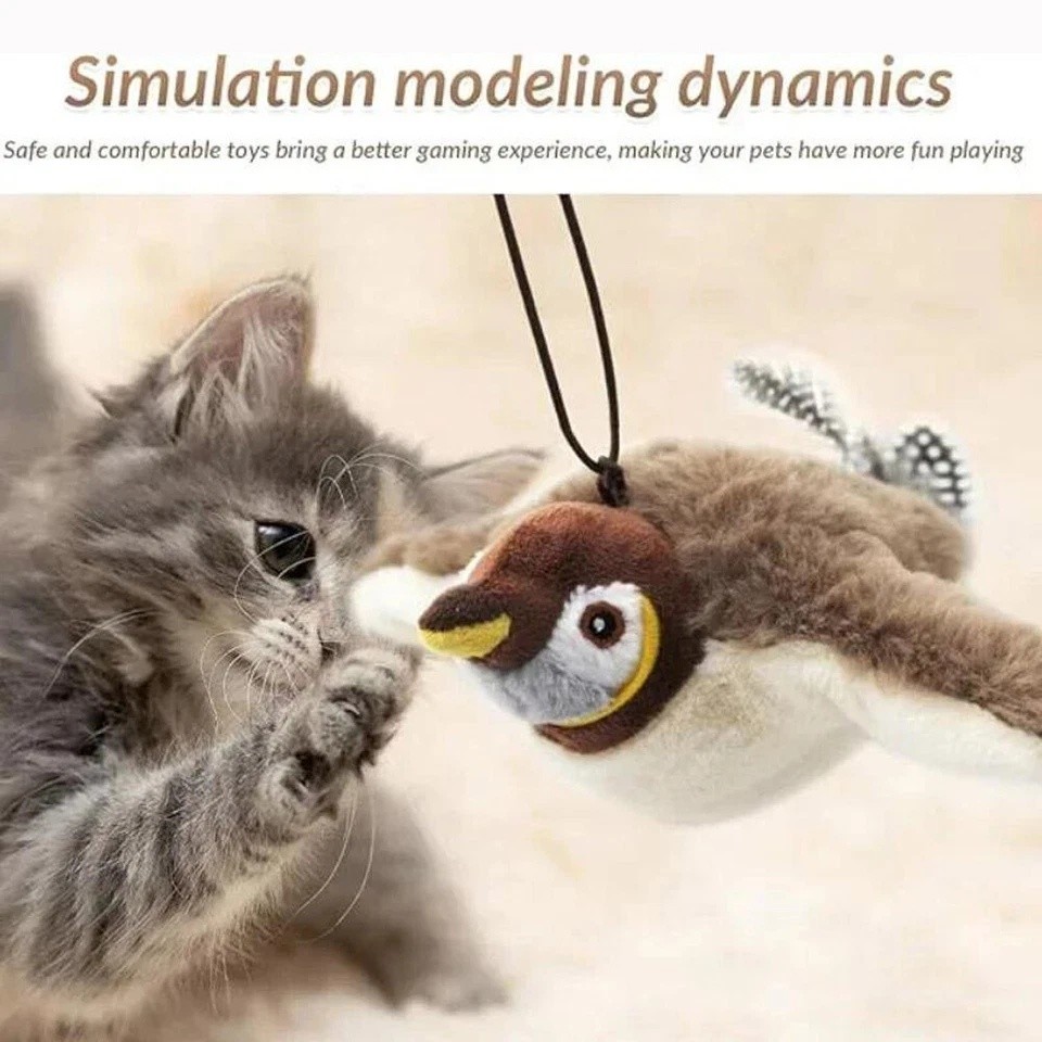USB Interactive Flying Bird Cat Toys Electronic Pet Simulation Sparrow Toy US