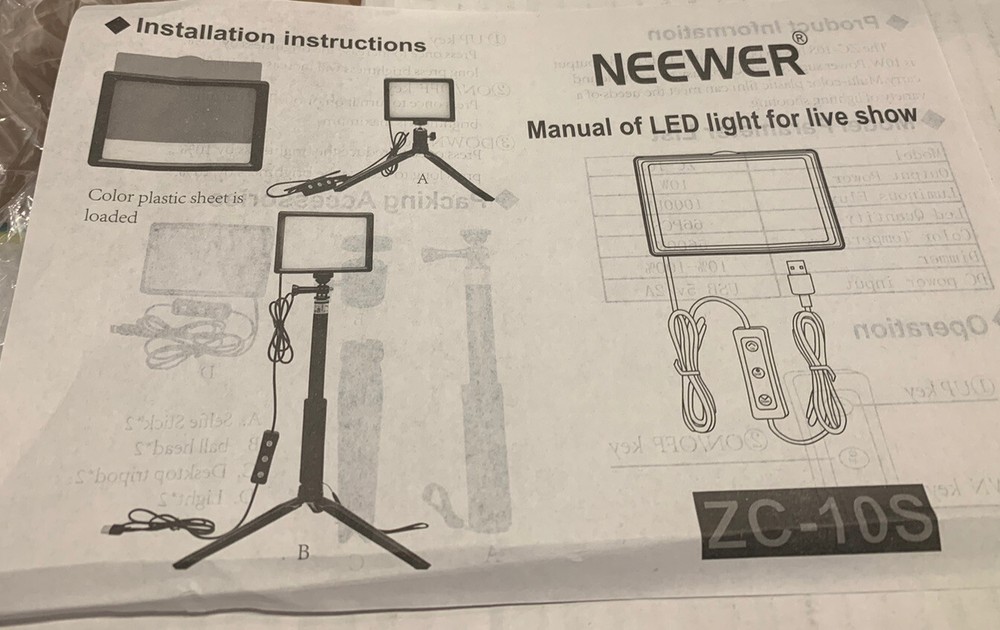 LED Photo Video Light ZC-10S