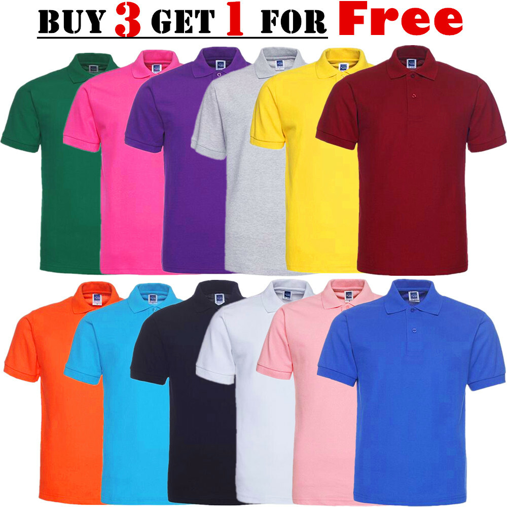 Men Polo Shirt Plain Golf Sports Cotton Tee Jersey Casual Short Sleeve Quick Dry