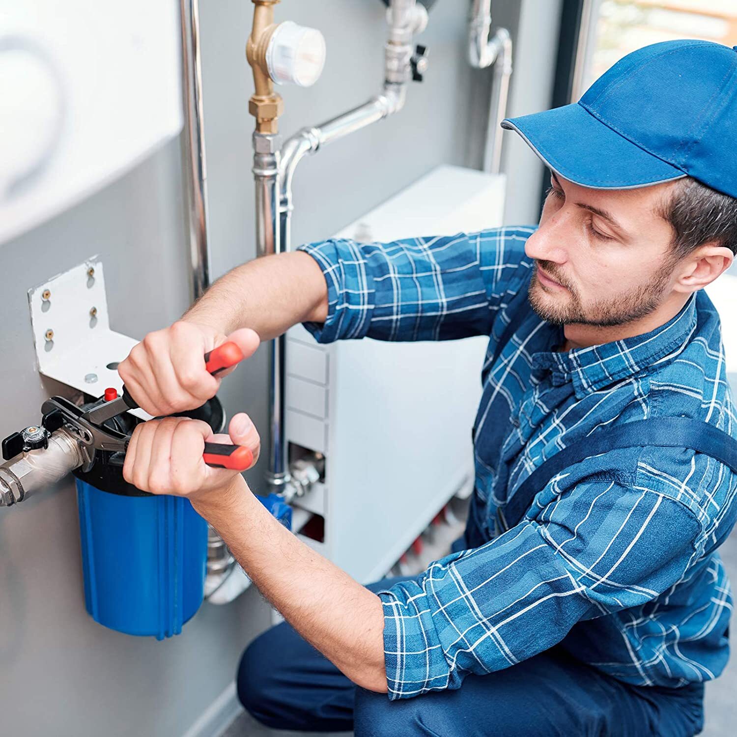 10" x4.5" Big Blue Whole House Water Filter Housing System w/ Sediment Filter