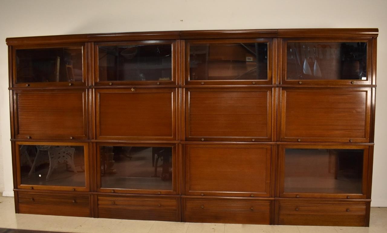 Antique Mahogany Barrister Bookcase Wall Unit Circa 1910