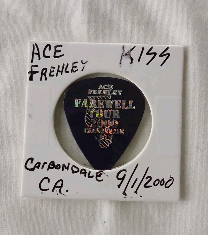 Kiss Ace Frehley Tour Guitar Pick Farewell Tour 2000 Carbondale Cali. 9/1/2000