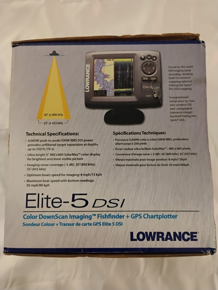 Lowrance Elite-5 DSI Color Down Scan Imaging Fishfinder + GPS Chartplotter