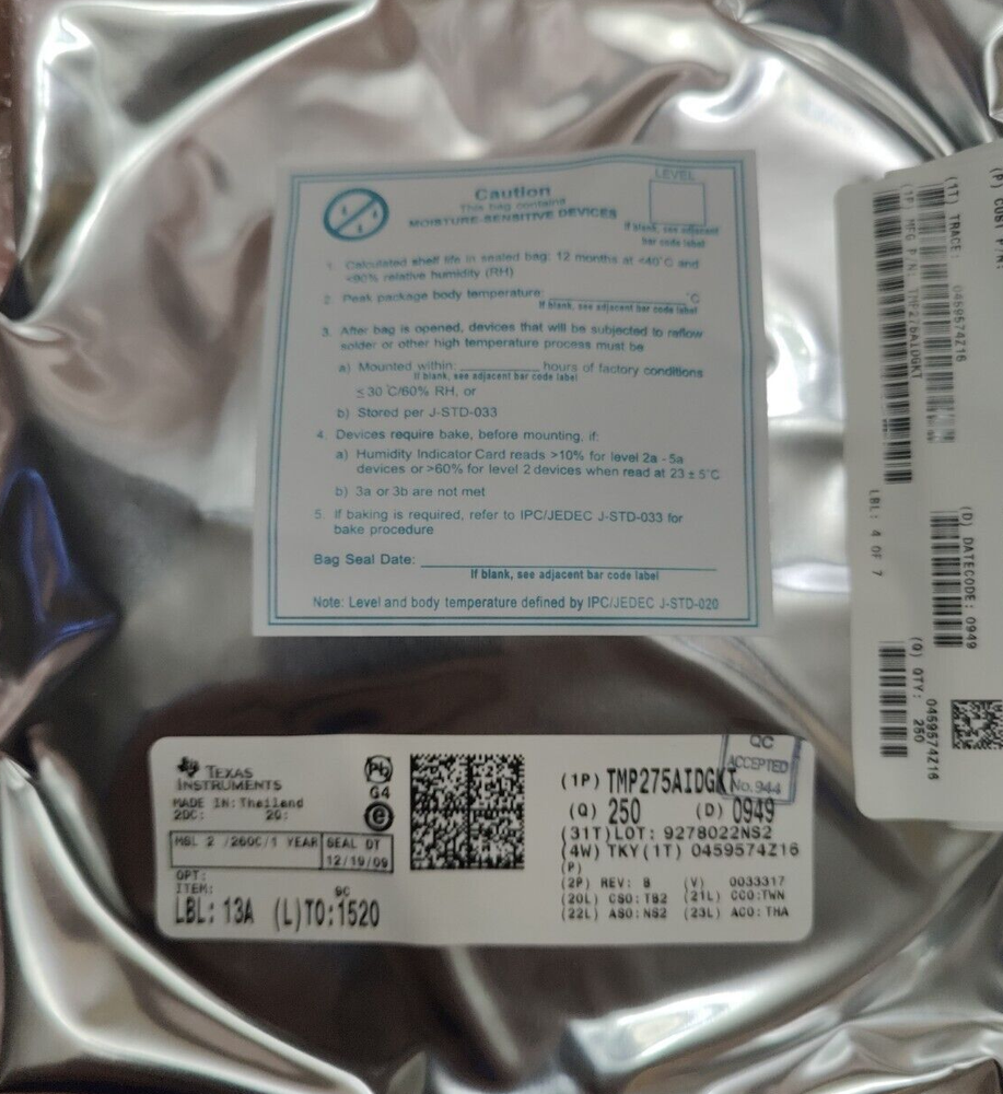250x Texas Instrume TMP275AIDGKT Serial Switch/Digital Sensor, 12 Bit, 0.50Cel