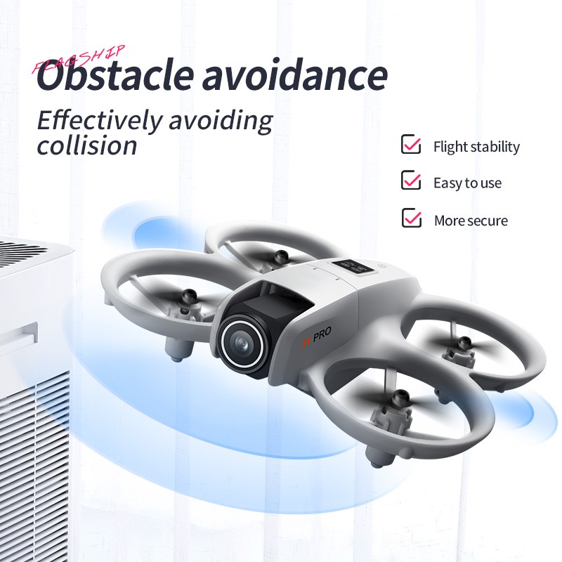 Mini RC Drone 4K Dual Cameras 180° Adjustable Camera Obstacle Avoidance 2Battery