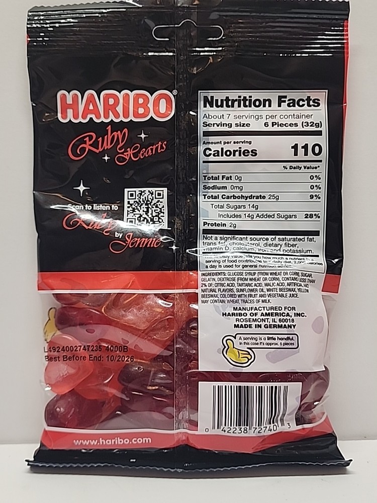 Haribo "Jennie's Edition" Ruby Hearts Gummies 8oz