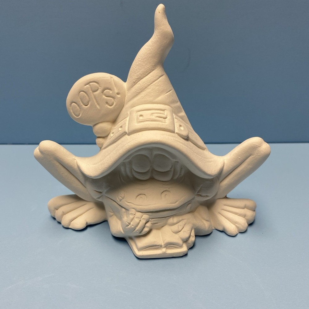 Ceramic Bisque Witch Frog Under A Spell Ready To Paint
