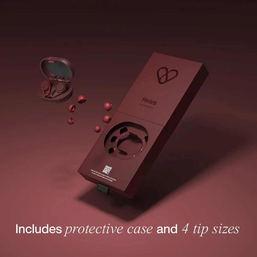 Hears Plus Burgundy Breeze Ear Plugs -25 dB sound reduction $43 Ret. NIB 4 Sizes