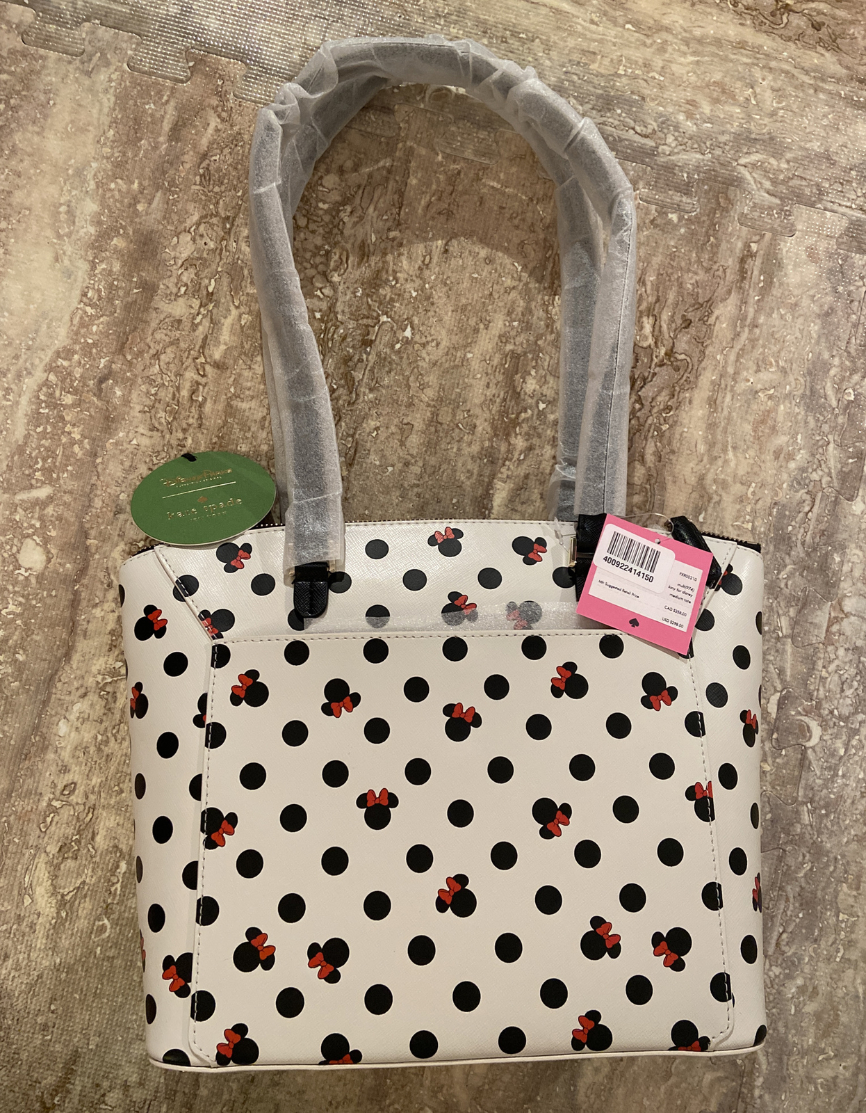 Disney Parks Kate Spade New York Minnie Mouse Icon Polka Dot Tote Bag Purse