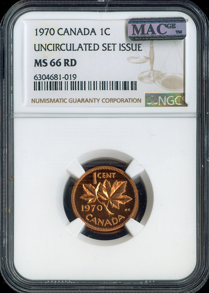 1970 Canada Small Cent 1C NGC MS66 RD MAC - Quality