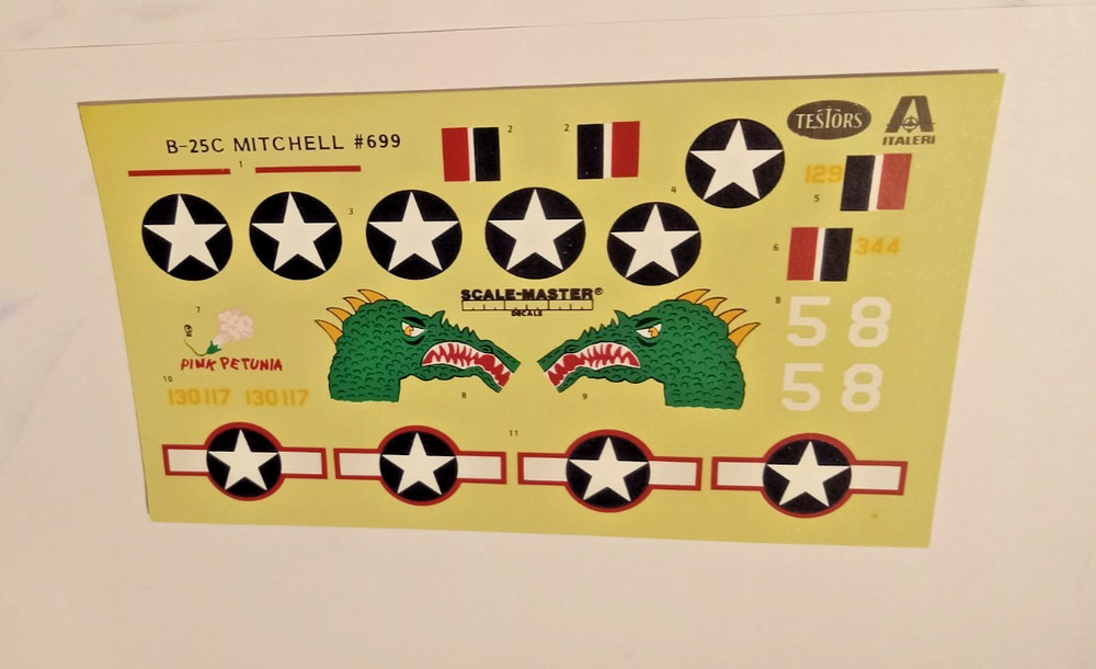 B-25C Mitchell Decals only 1/72 scale Package # 22 READ DESC"!!!!!!!!!!!!