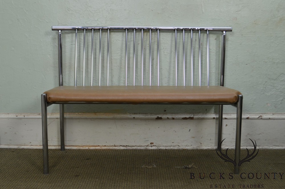 Brody Mid Century Modern Spindle Back Chrome Settee Bench