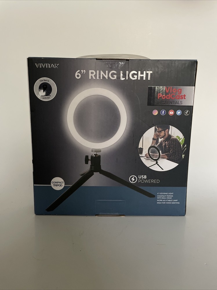 LED Ring Light: Vivitar 6" inch- USB- Vlogging Kit