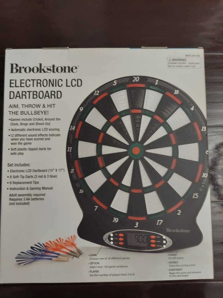 BROOKSTONE Electronic Lcd Dartboard With Darts (NEW)