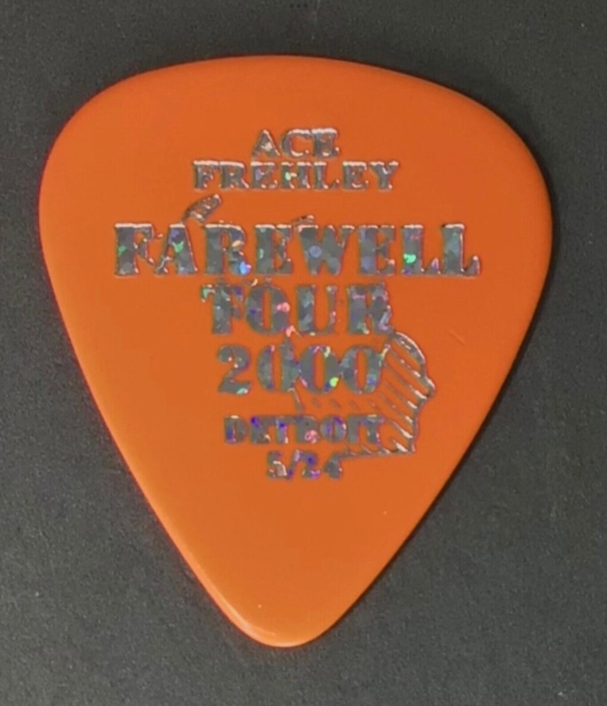 Rare KISS Ace Frehley Farewell tour orange guitar pick - Detroit Rock City 5/24