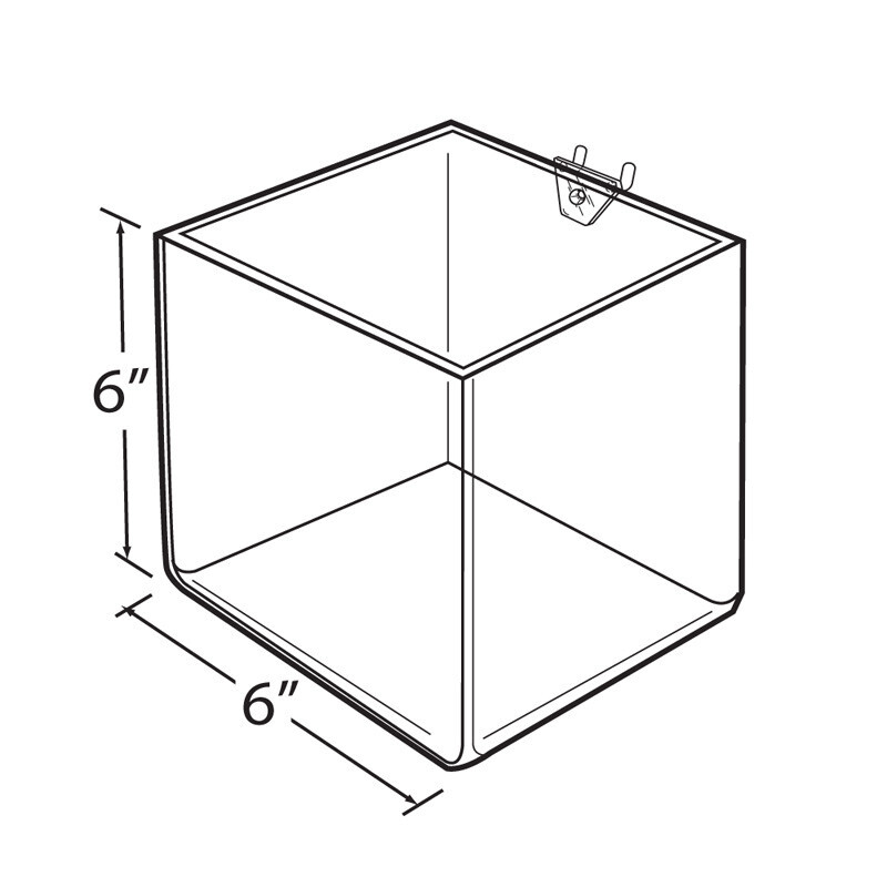 Azar Displays 6" Cube Bin for Pegboard or Slatwall, 4-Pack