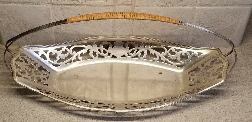 SIGNED PAIRPOINT SILVER PLATE LOW HANDLED TRAY 14" SHEFFIELD SILVER