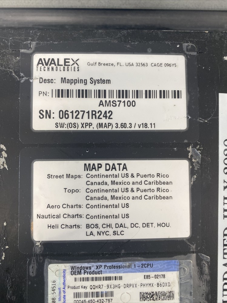 AVALEX TECHNOLOGIES MODEL AMS7100 DIGITAL HELICOPTER MAPPING SYSTEM