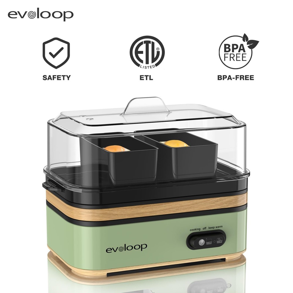 Evoloop Rapid Egg Cooker Electric 6 Eggs Capacity, Soft, Medium, Hard Boiled,...