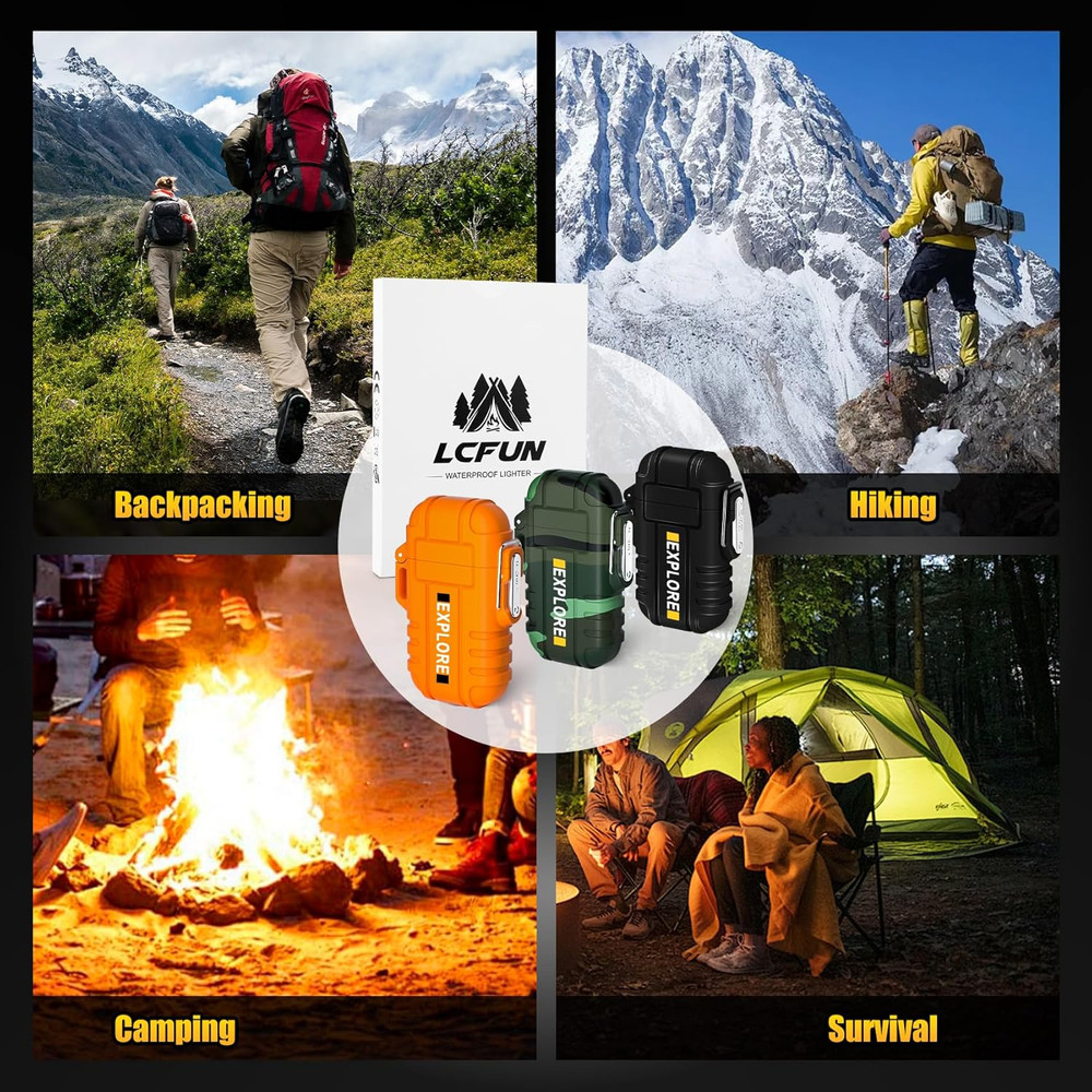 3 Pack Waterproof Outdoor Lighter, Windproof Torch Lighters Butane Refillable, E