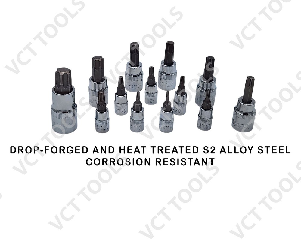 13pc Torx Bit Socket and E-Socket Set, High Quality CR-V and S2 Sockets