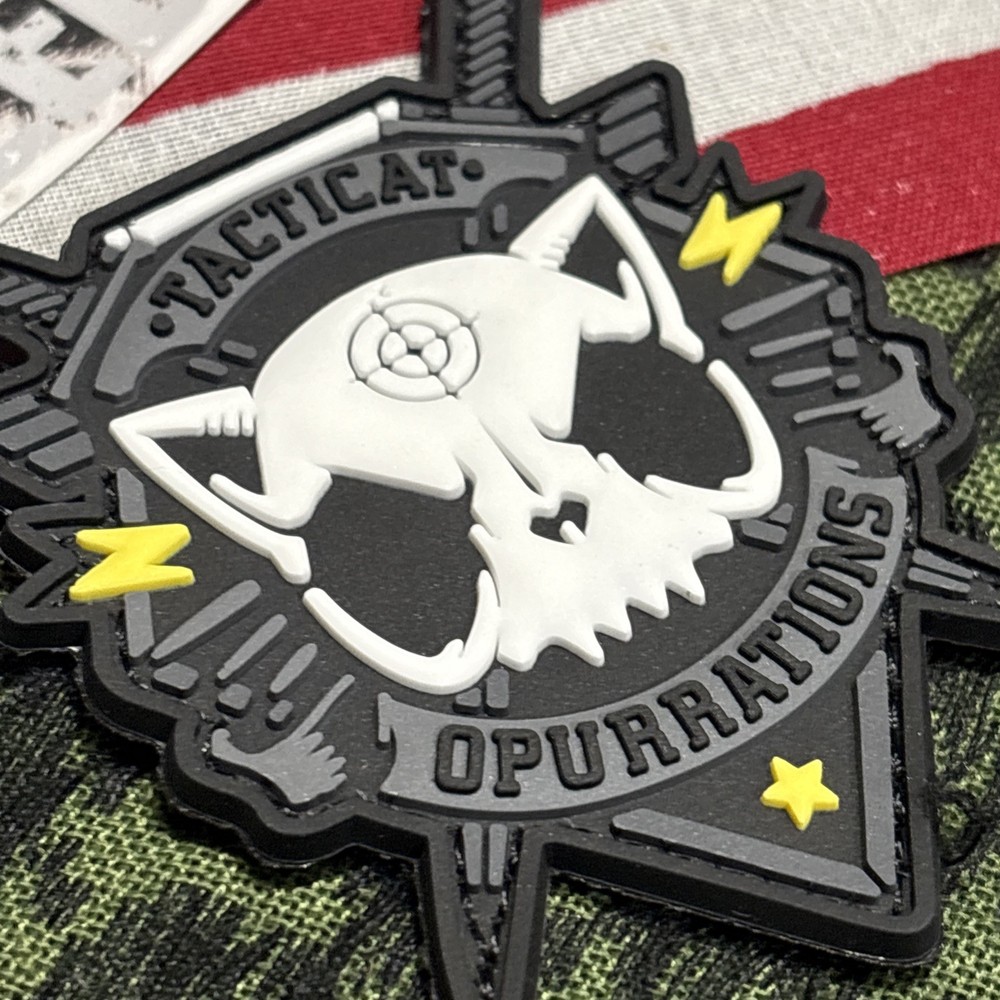 PvC 3D Tactical Opurrations Cat Hook And Loop Patch High Quality 3d