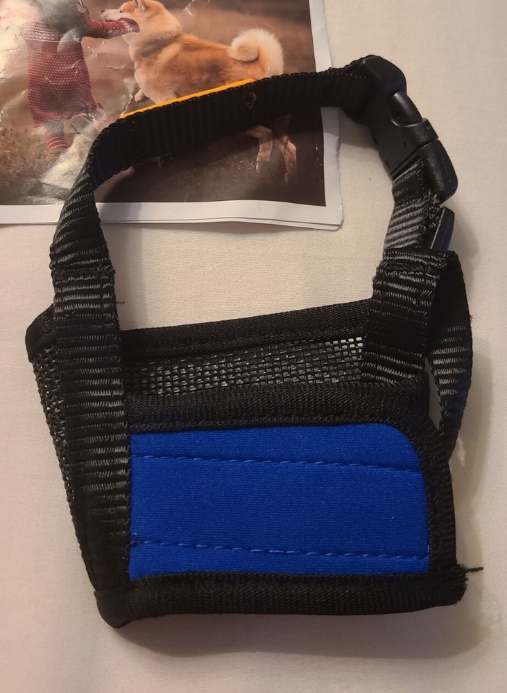 Soft Dog Muzzle Adjustable & Breathable Blue Medium