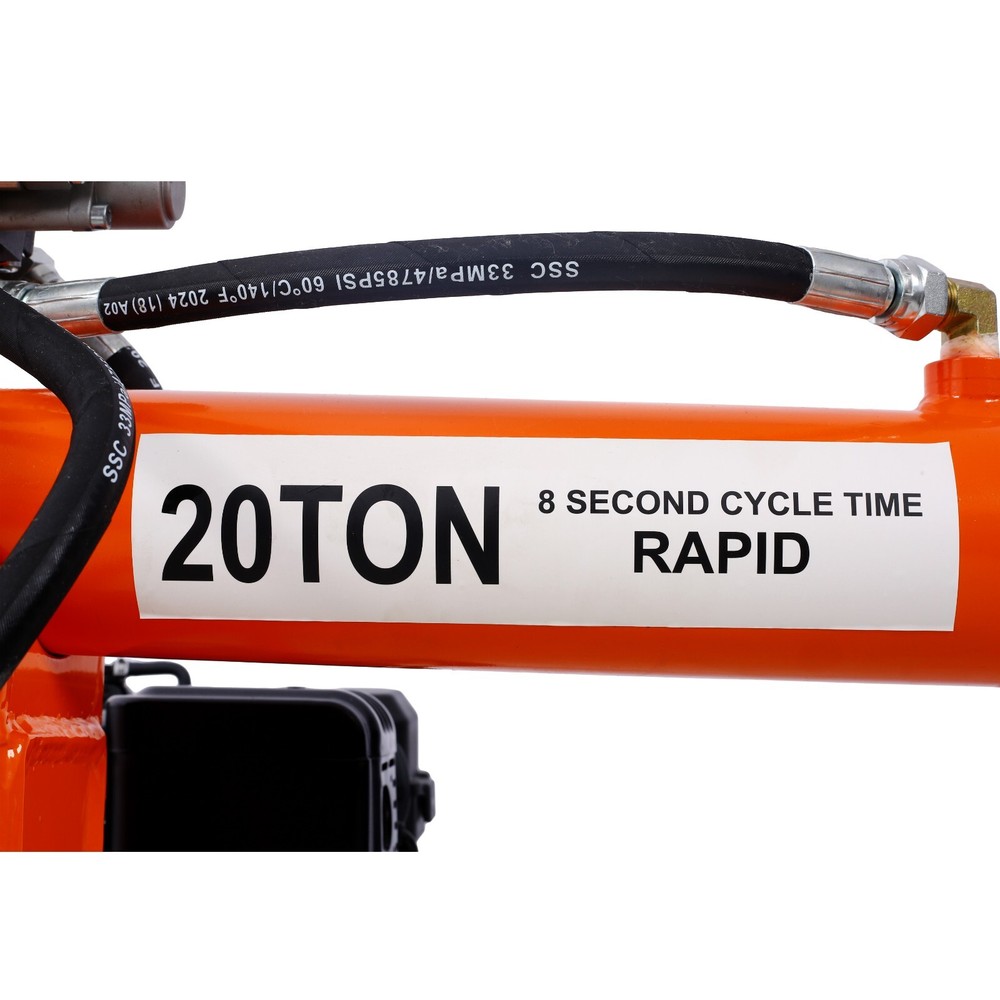 Log Splitter Portable 20 Ton Auto Return Ram System 7HP Engine, Orange