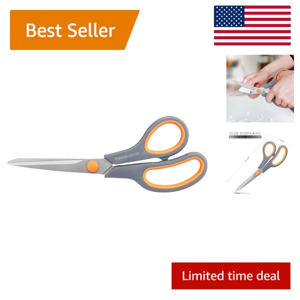 8" Titanium Coated Scissors - Multipurpose Sharp & Comfortable for All Users