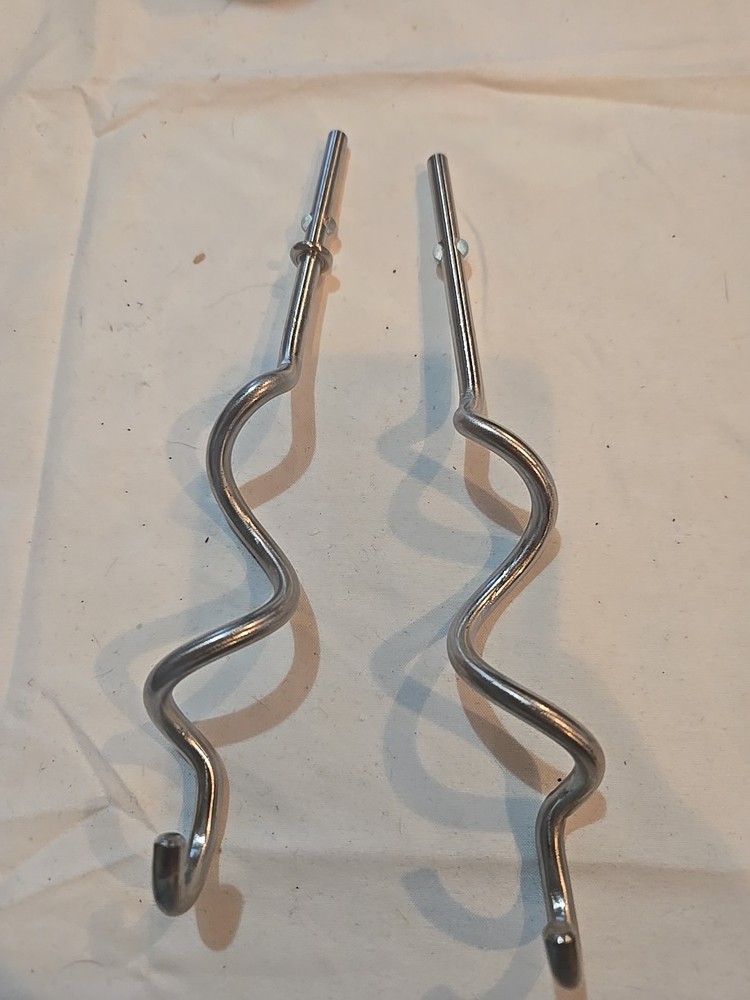 2 Dough Mixer Beater Attachments Blender Corkscrew Shaped Hooks Replacements