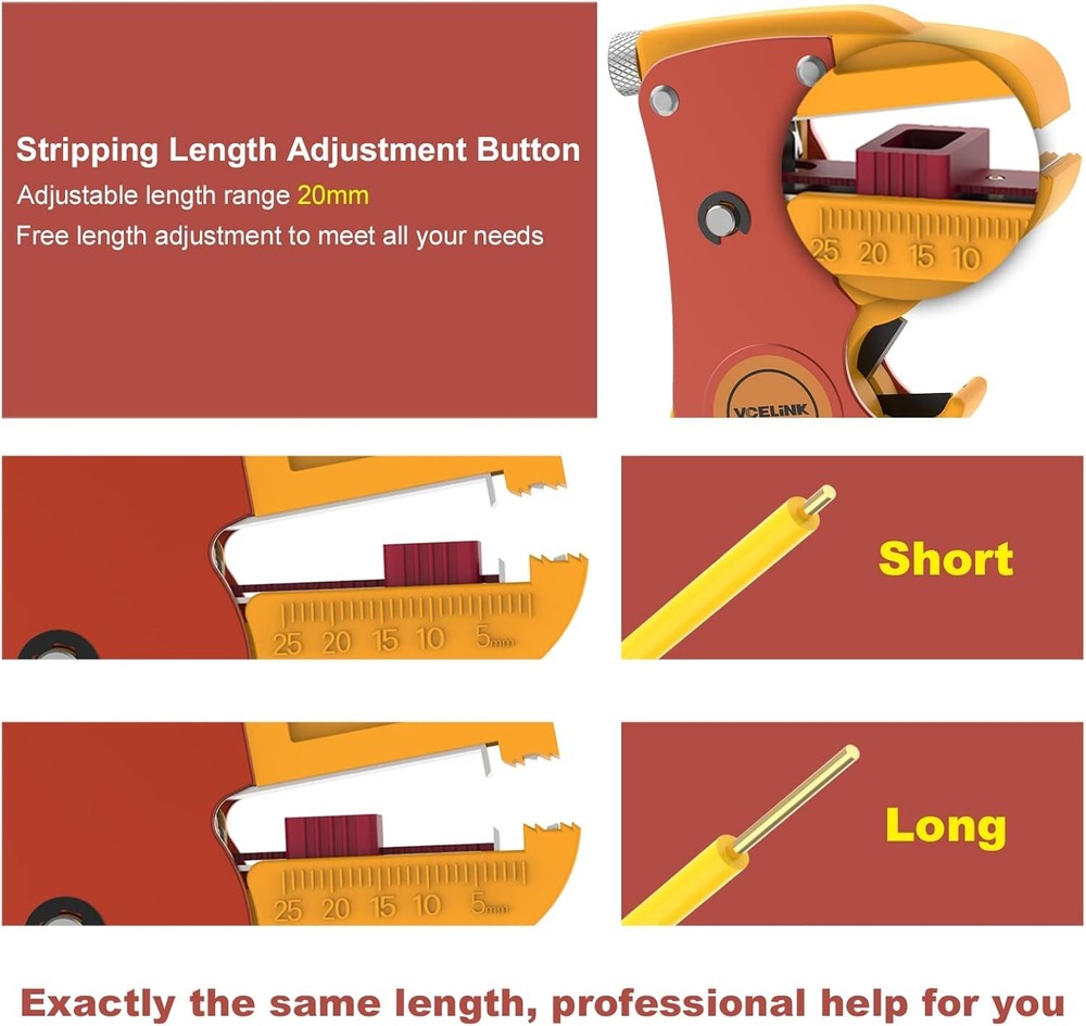 VCELINK Automatic Quickstrip Wire Stripper and Cutter, Professional Orange