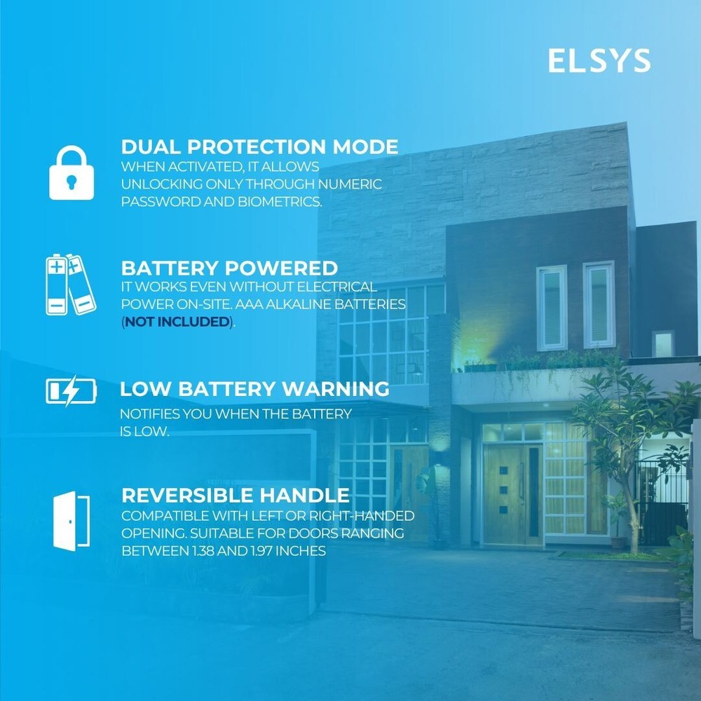 Digital Lock with Handle - Fingerprint Door Lock & Numeric Access - Silver