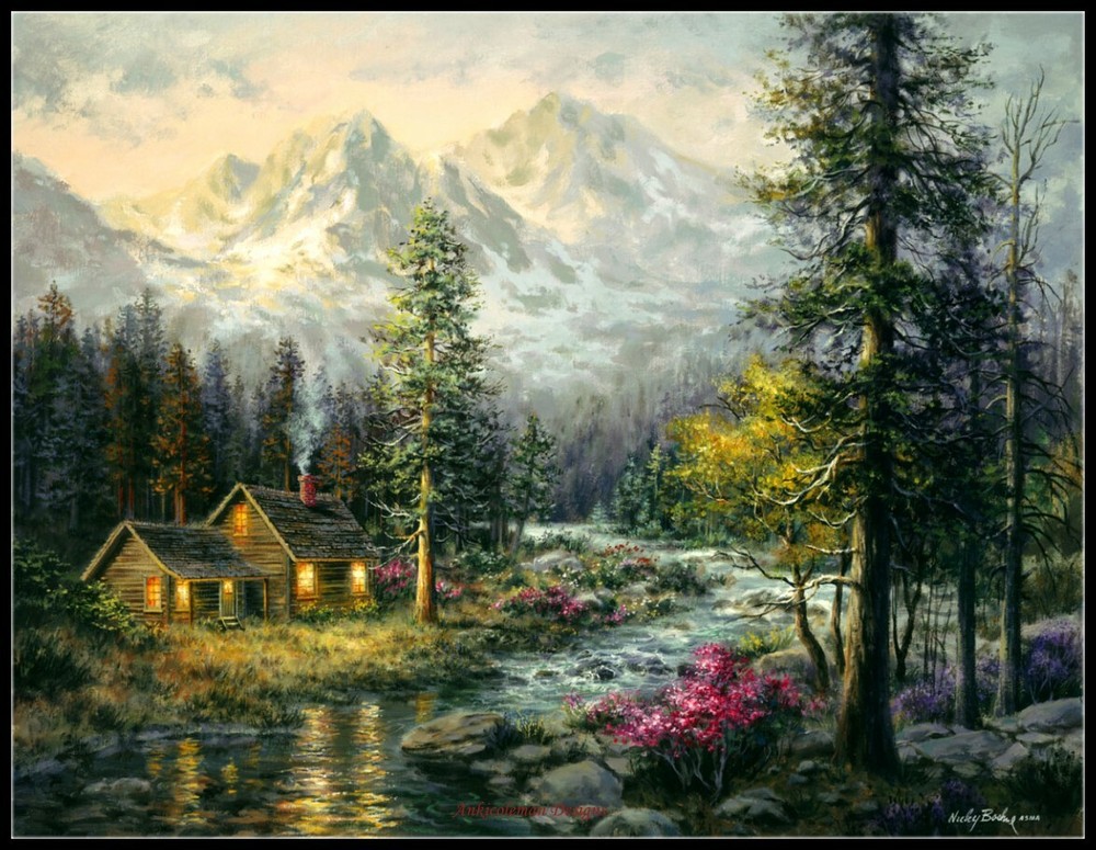 Camper's Cabin-Chart Needlework Crafts DIY Counted Cross Stitch Chart