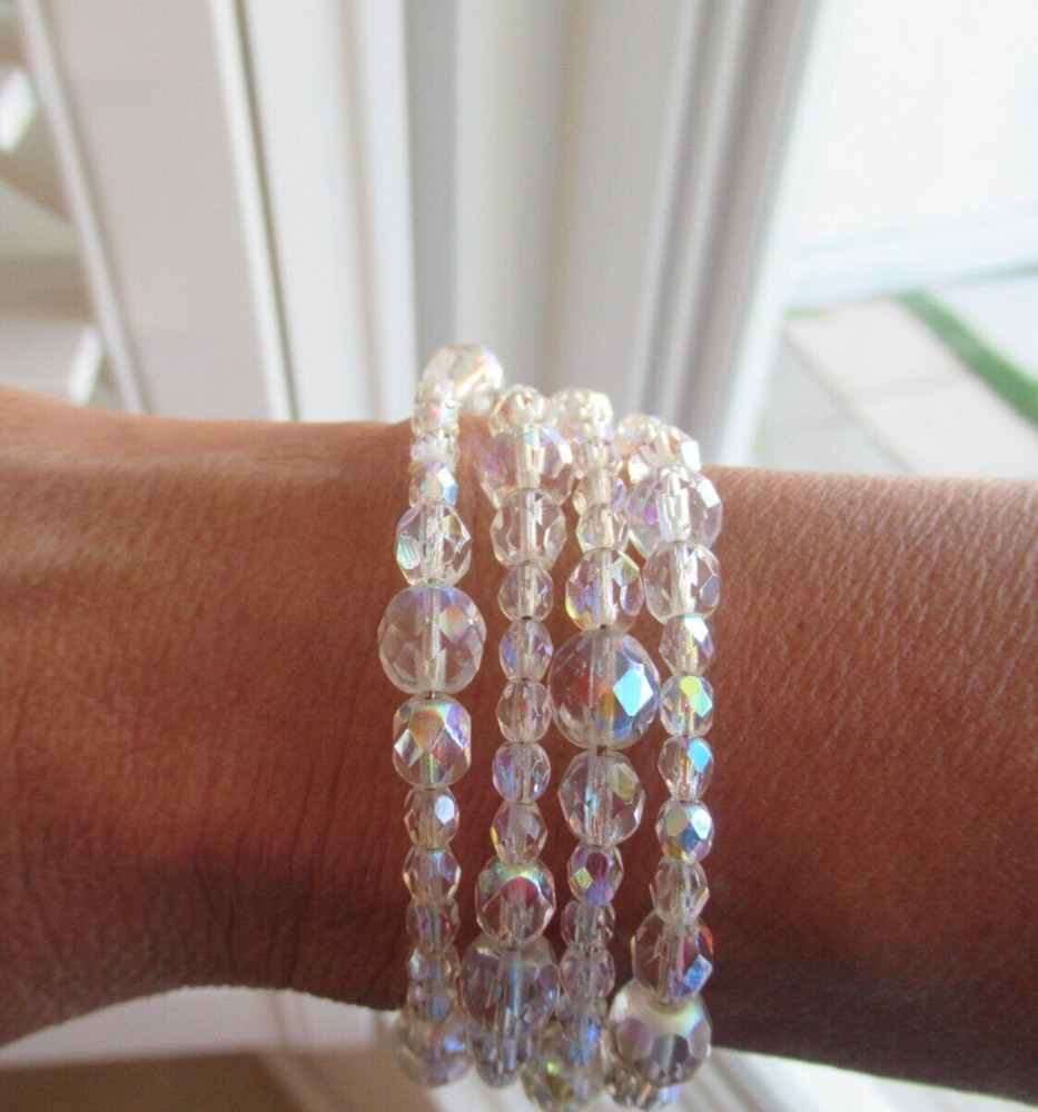 Memory Wire Multiple Rows AB Wrap Adjustable Bracelet, Size S/M New