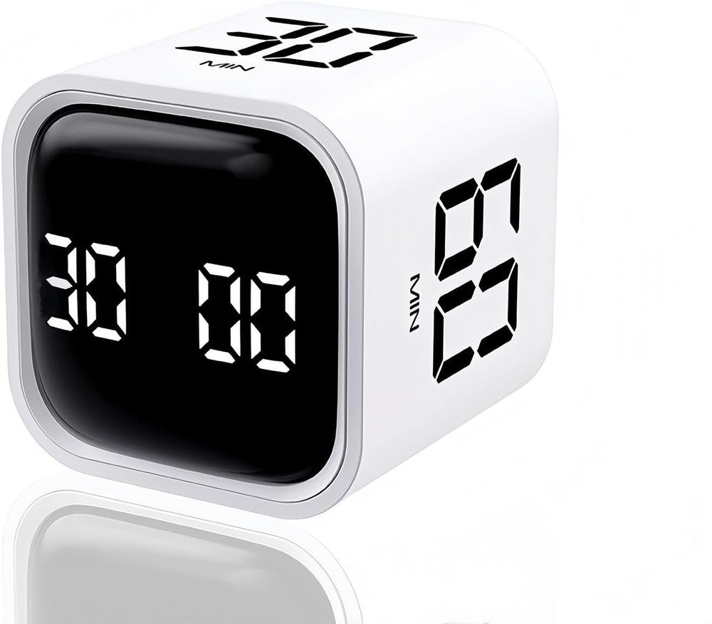 Digital Cube Pomodoro Timer – Rechargeable Desk Timer with Vibration & Alarm