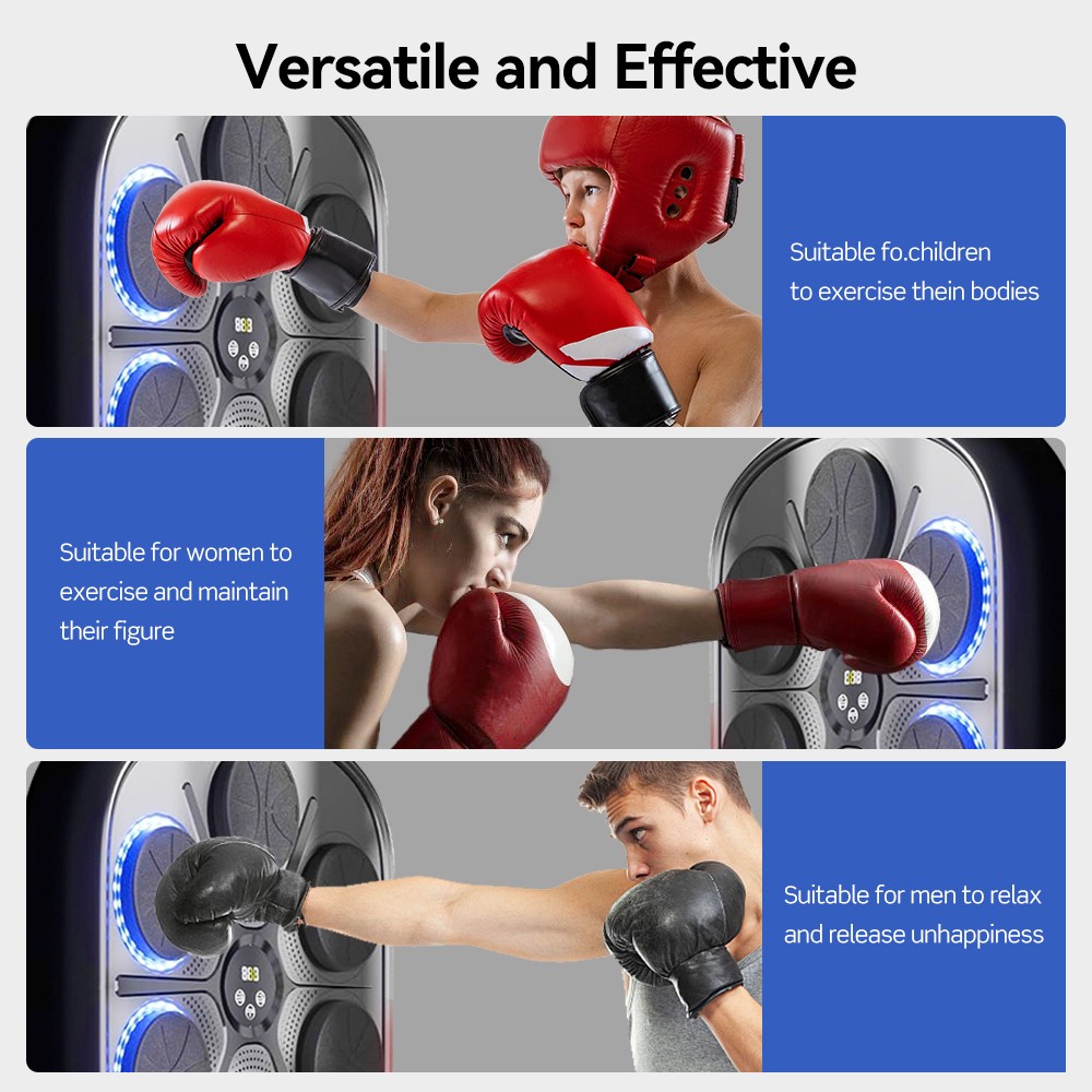 Wall Mount Boxing Training Target Bluetooth Music React Exercise Machine +Gloves