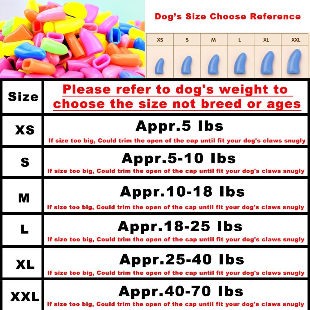 Comfortable Dog Nail Caps for Large Breeds - 100pcs with Adhesives & Applicators