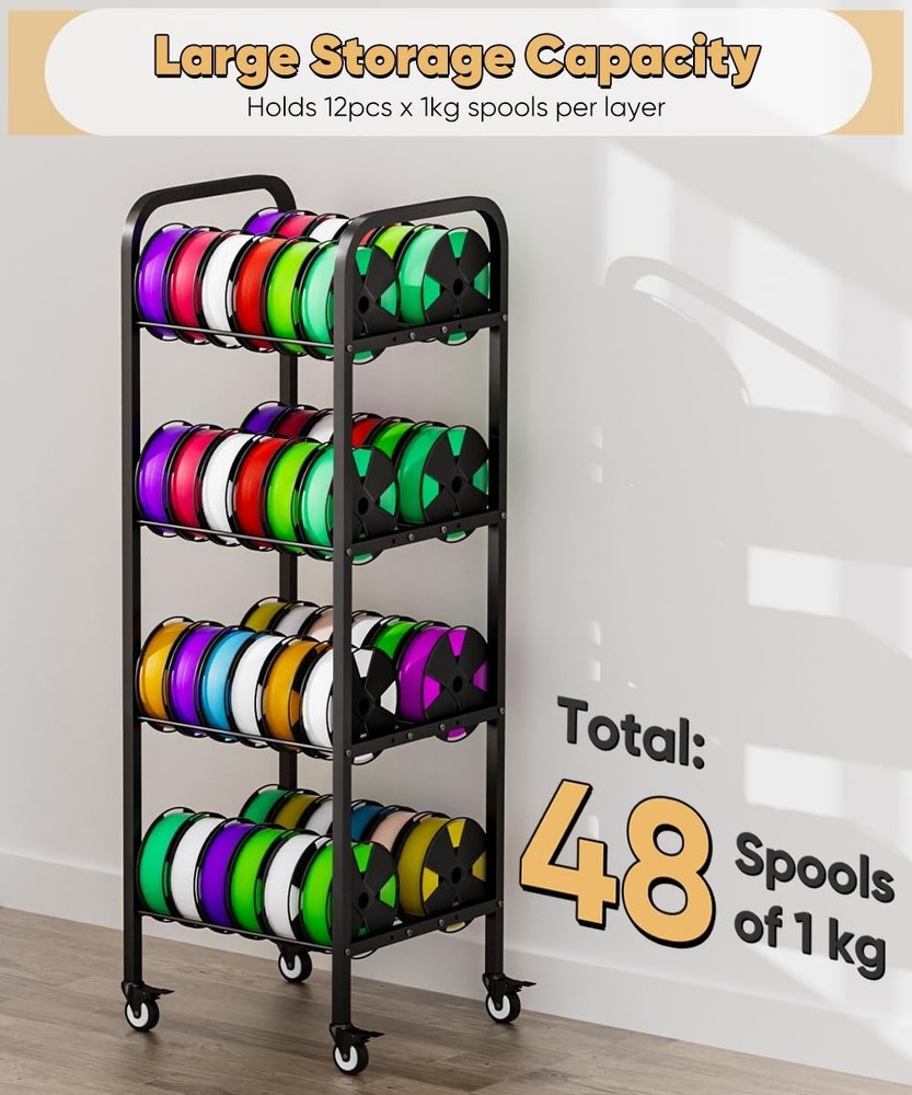 3D Printer Filament Storage Rack 4-Tier 3D Printer Stand with Storage