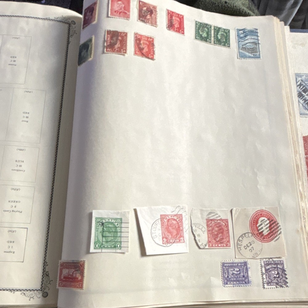 Plain Stamp Album with Assorted Mounted Stamps, Various Colors and Designs