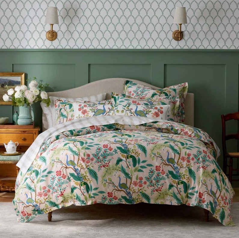 Rifle Paper Co Peacock Classic Smooth Sateen Duvet Cover