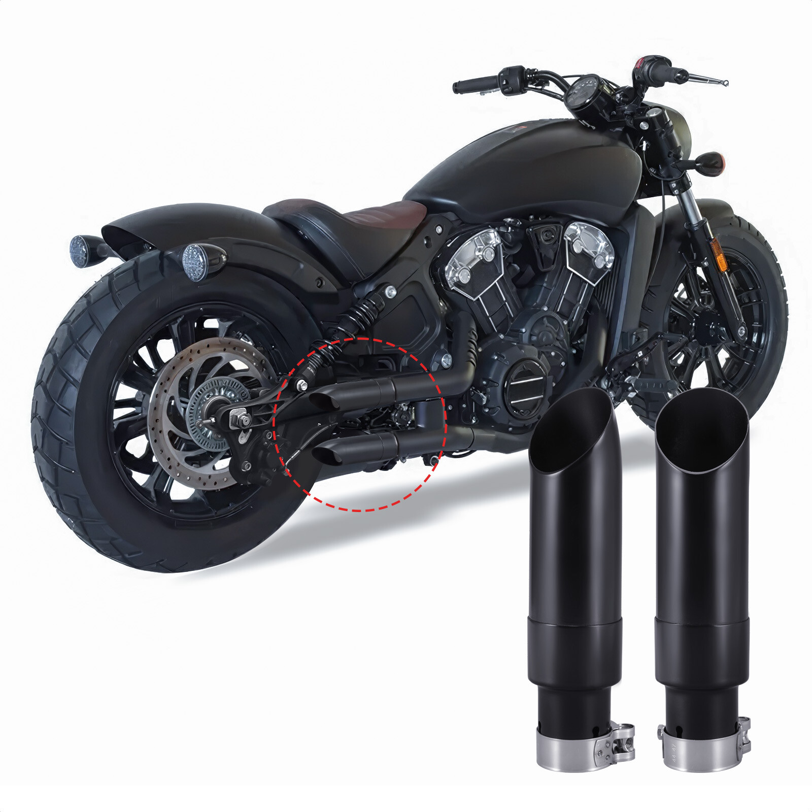 2PCS Shorty GP Exhaust Slip On For Indian Scout Sixty Rogue Bobber 2015-2025 US