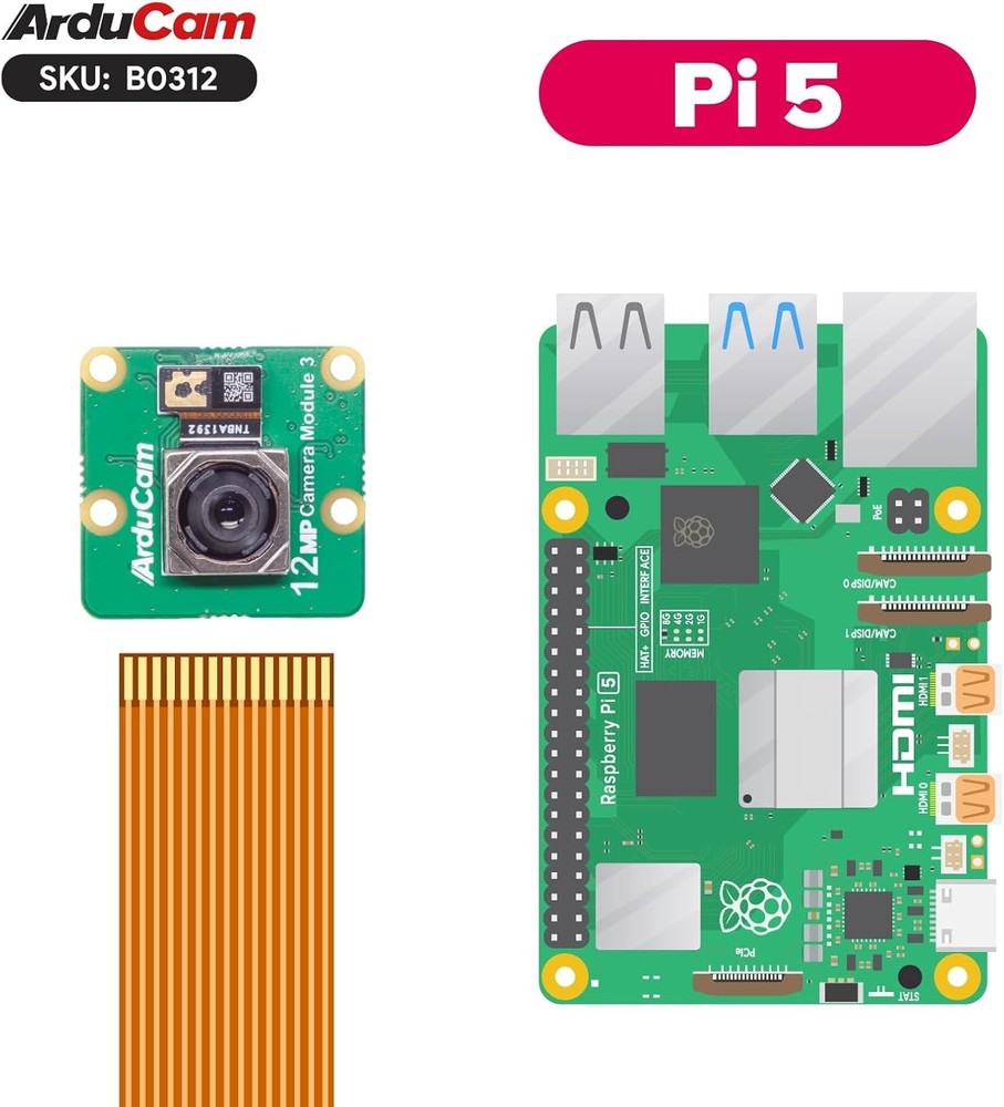 High Resolution 12MP Pi Camera Module V3 with Autofocus and Compatible Cables