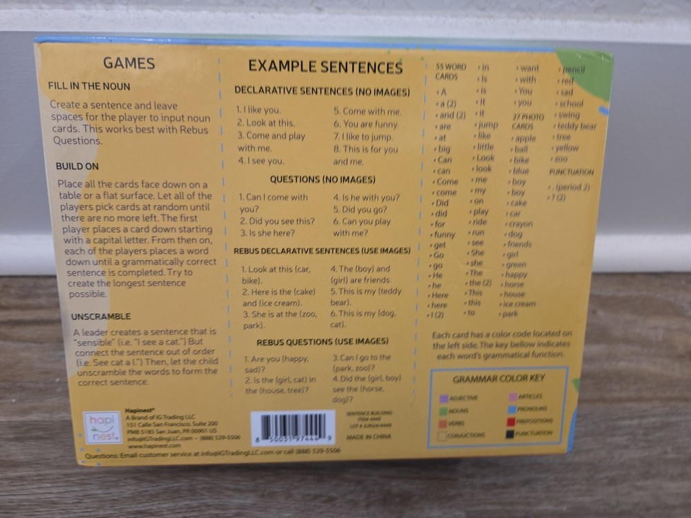 Hapi Nest Sentence Building Cards