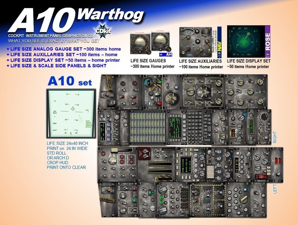 A10 WARTHOG COCKPIT instrument panel CDkit