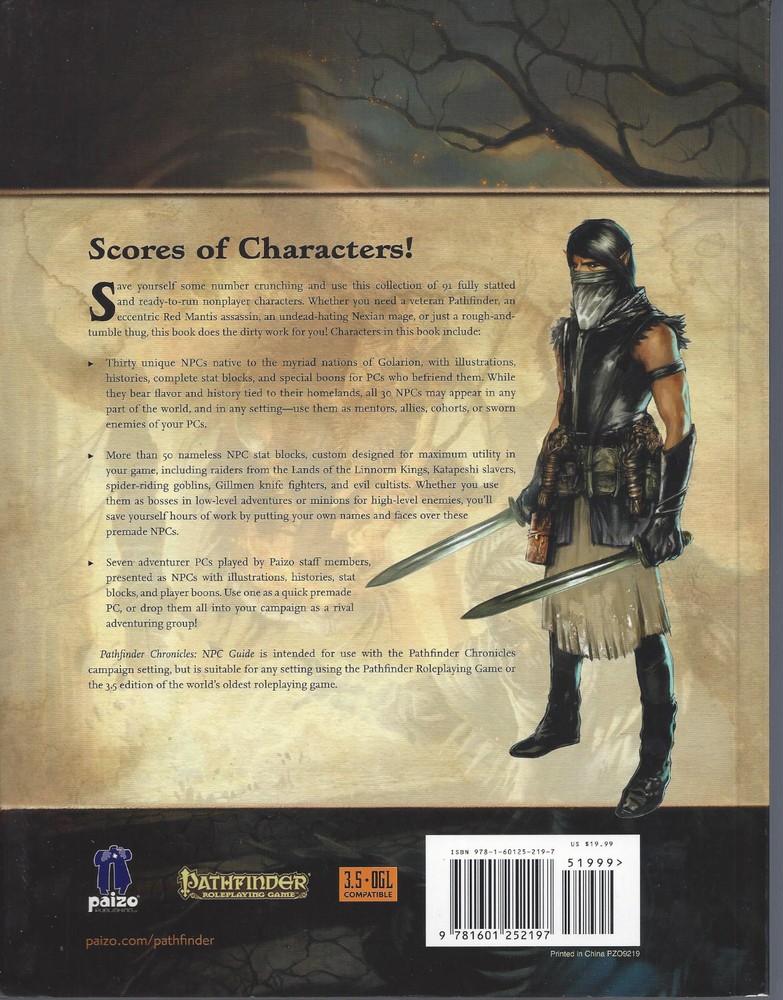 NPC Guide Pathfinder Chronicles SC Dungeons & Dragons RPG D20 D&D NM