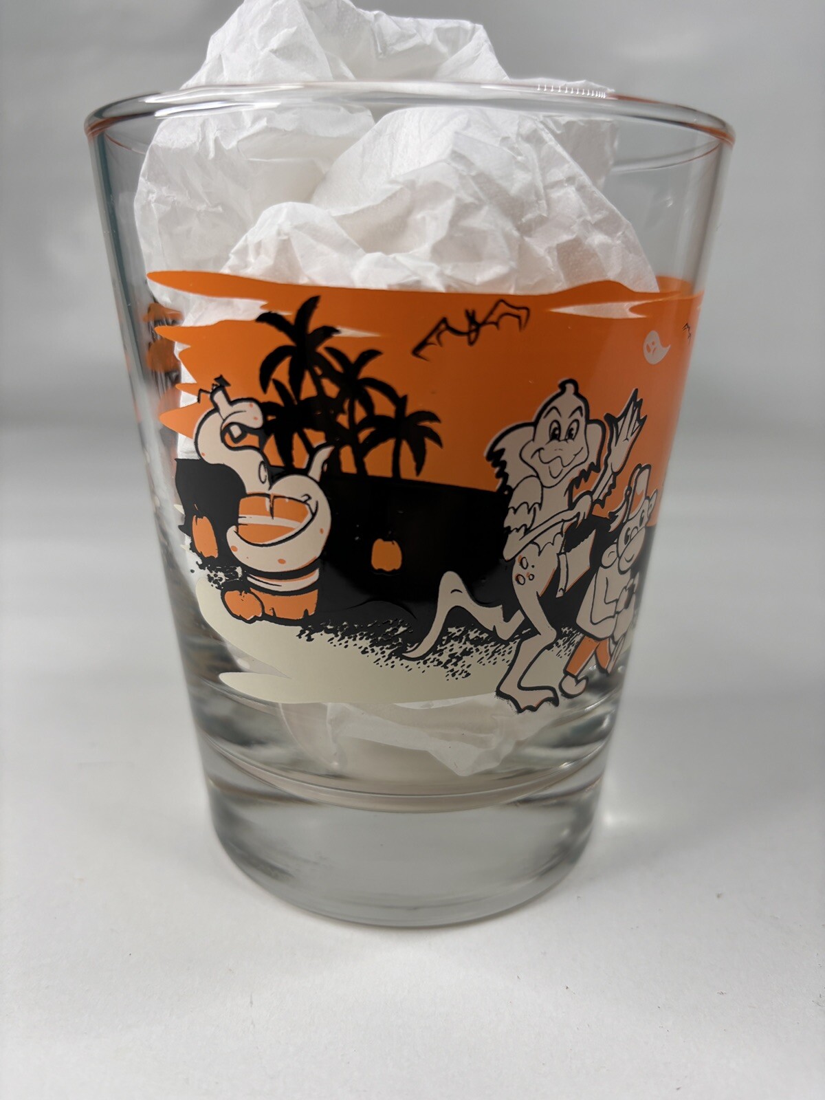 Halloween Mai Tai Glass Art by Dr Bill Tiki Bob Ghost Fez Monkey Pumpkin Ohio