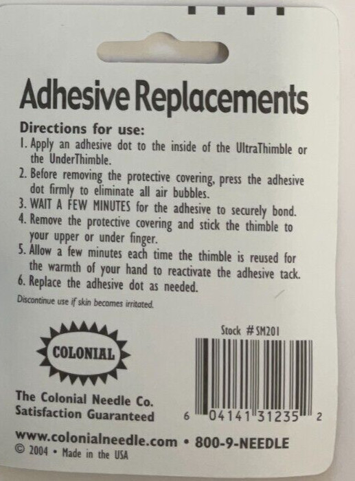 COLONIAL #SM201 - ADHESIVE REPLACEMENTS FOR ULTRATHIMBLE & UNDERTHIMBLE
