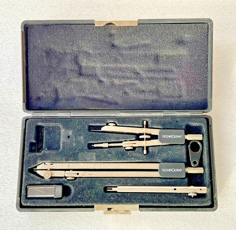 Drawing & Drafting Instruments in Technocrat case - mix of various pieces