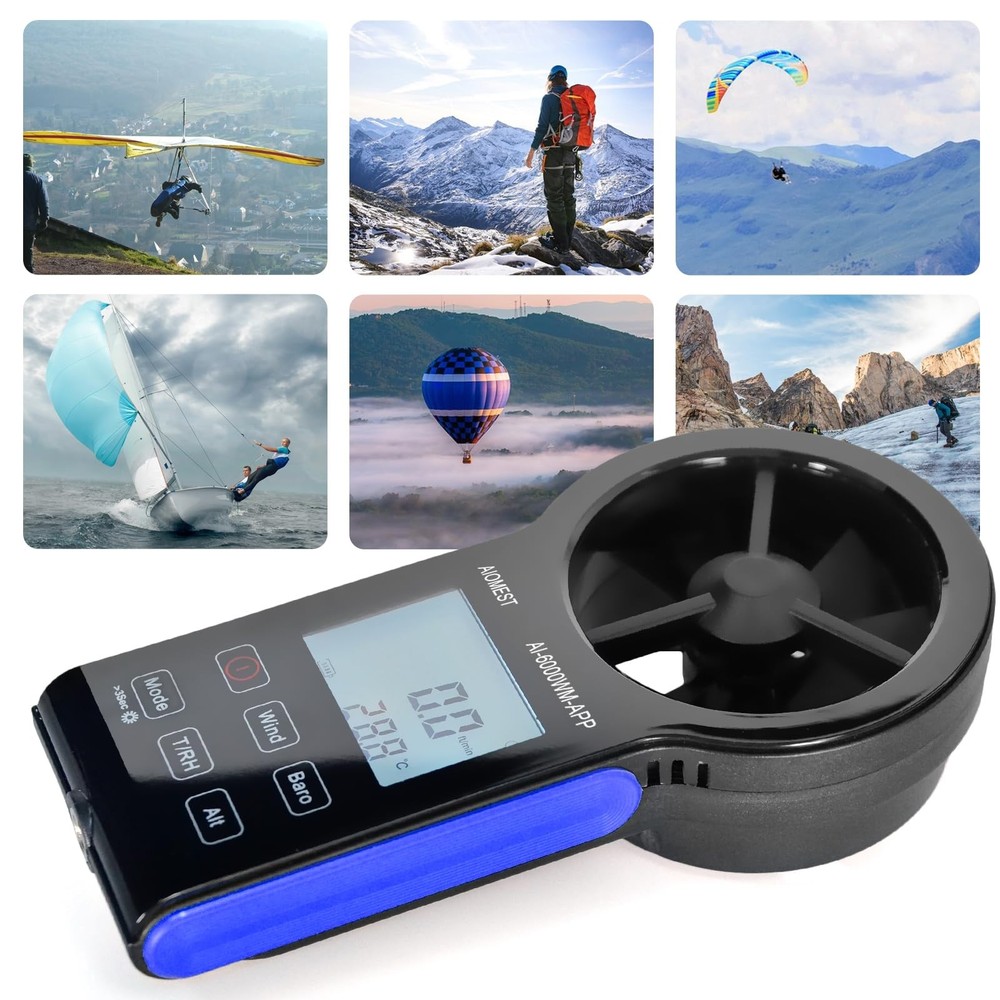 Anemometer Bluetooth, Handheld Wind Speed Gauge Meter w/Atmospheric Pressure,...