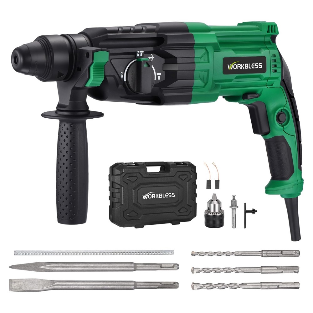 1 Inch SDS-Plus Rotary Hammer Drill, 8Amp, 3.0J 4 Functions Variable Speed Ha...
